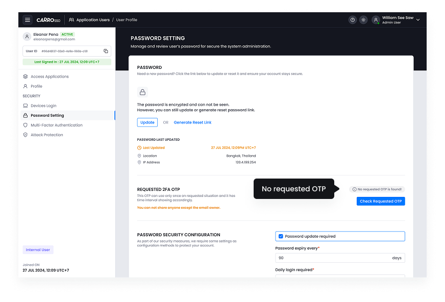 SSO Dashboard - No Requested
OTP